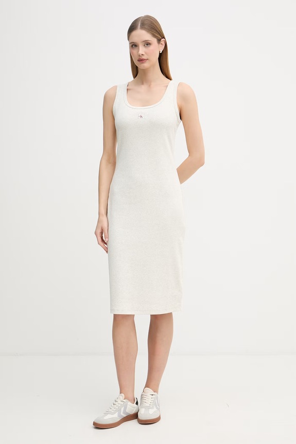 Calvin Klein Jeans sukienka bawełniana z elastanem szary LV047F257G