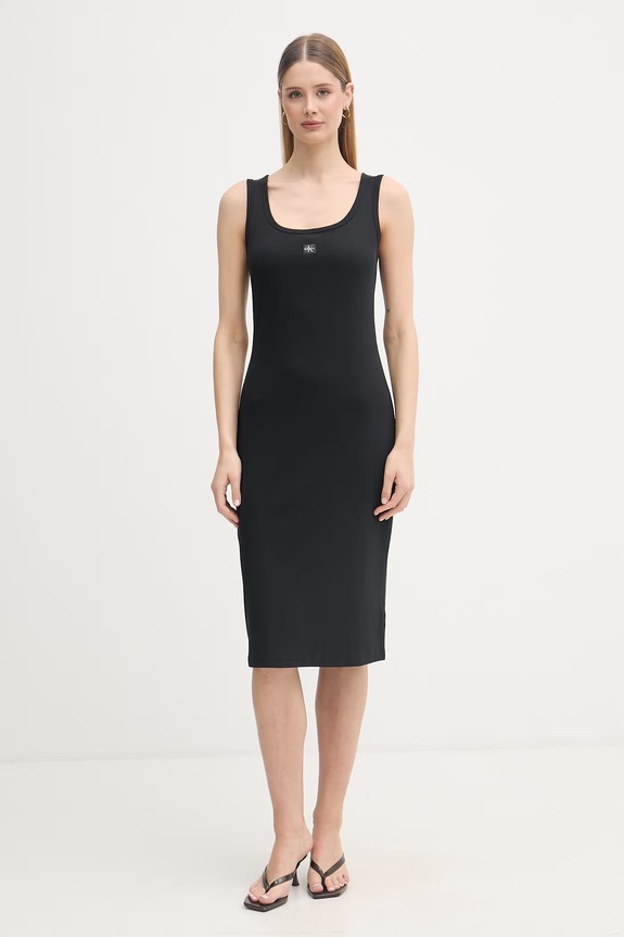 Calvin Klein Jeans sukienka bawełniana z elastanem czarny LV047F257G