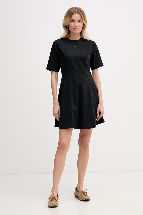 Calvin Klein Jeans φόρεμα βαμβακερό LV047F229G μαύρο SS26