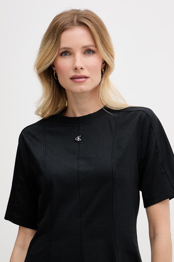 Calvin Klein Jeans φόρεμα βαμβακερό μαύρο LV047F229G