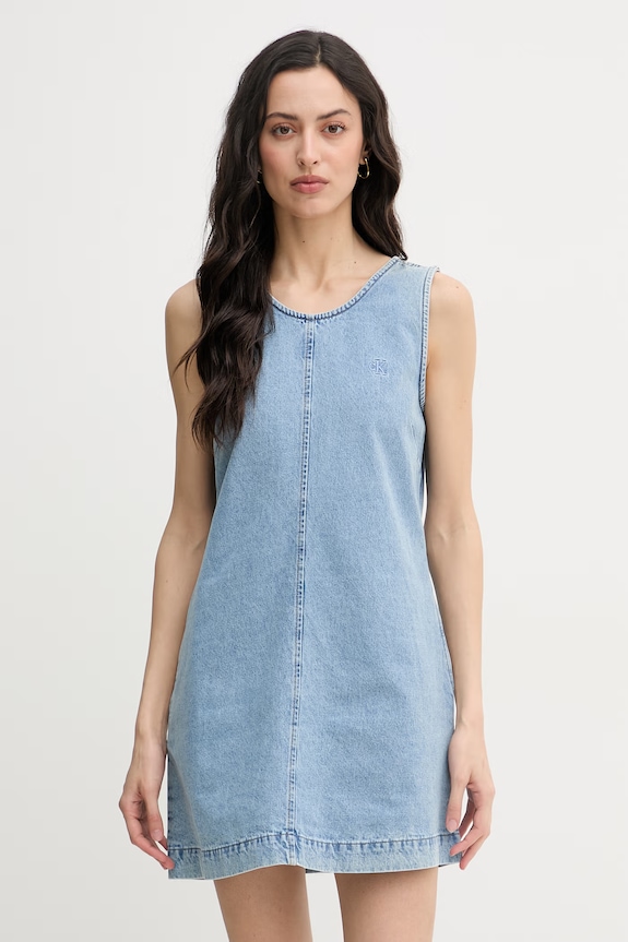 Calvin Klein Jeans šaty rifľové modrá LV047F499G