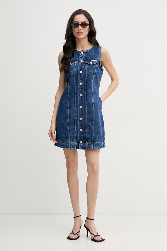 Calvin Klein Jeans šaty rifľové LV047F761G modrá SS26