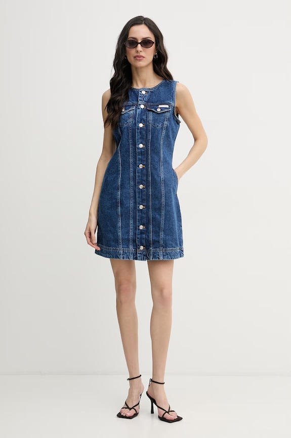 Calvin Klein Jeans šaty rifľové LV047F761G modrá SS26