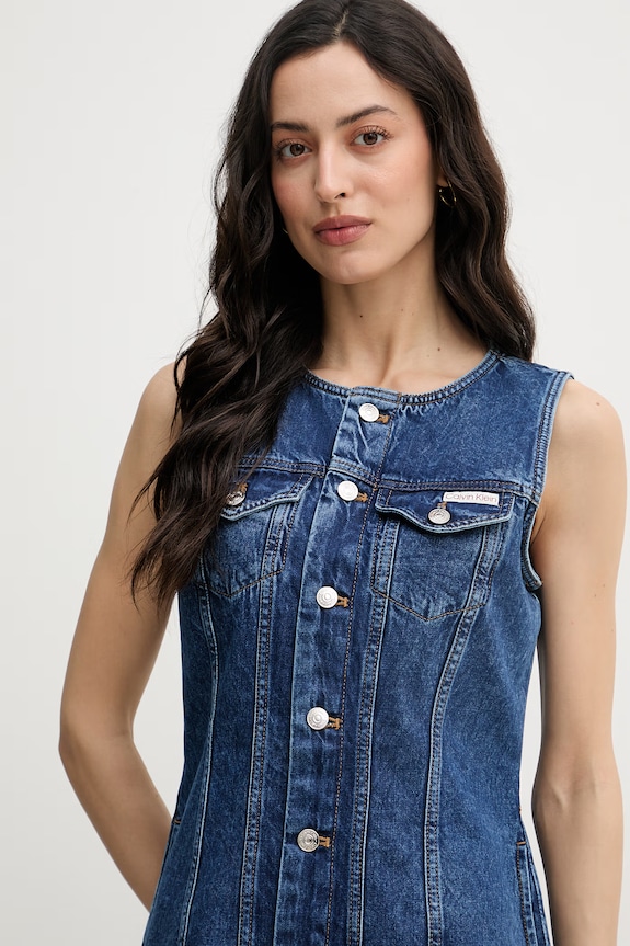 Calvin Klein Jeans šaty rifľové modrá LV047F761G
