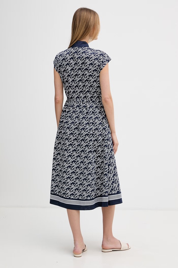 Oblečenie Tommy Hilfiger košeľové šaty s hodvábom SUMMER WW0WW49551 tmavomodrá