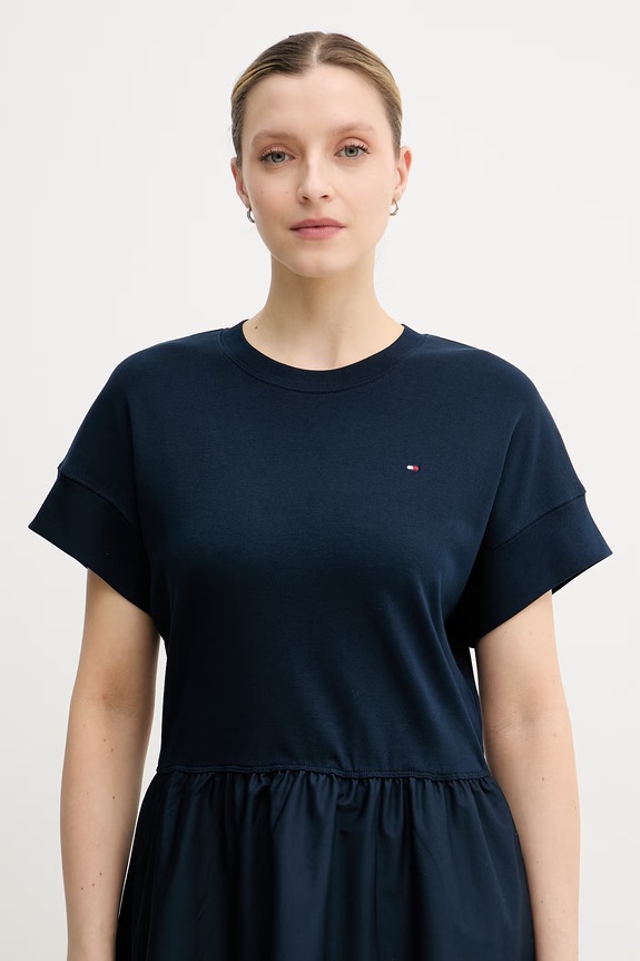 Tommy Hilfiger šaty bavlnené tmavomodrá WW0WW51148