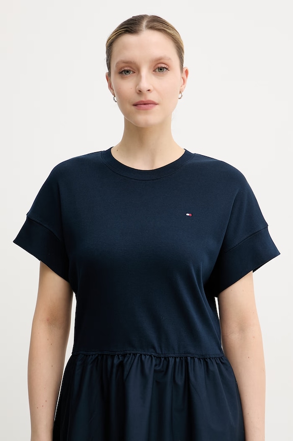 Tommy Hilfiger šaty bavlnené tmavomodrá WW0WW51148