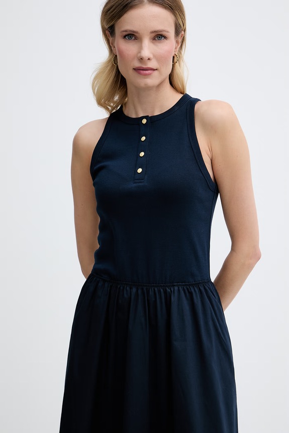 Tommy Hilfiger rochie evazată din bumbac bleumarin WW0WW49628