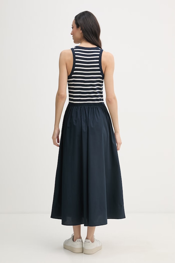 Oblačila Tommy Hilfiger obleka A-kroja bombažna WW0WW49628 mornarsko modra