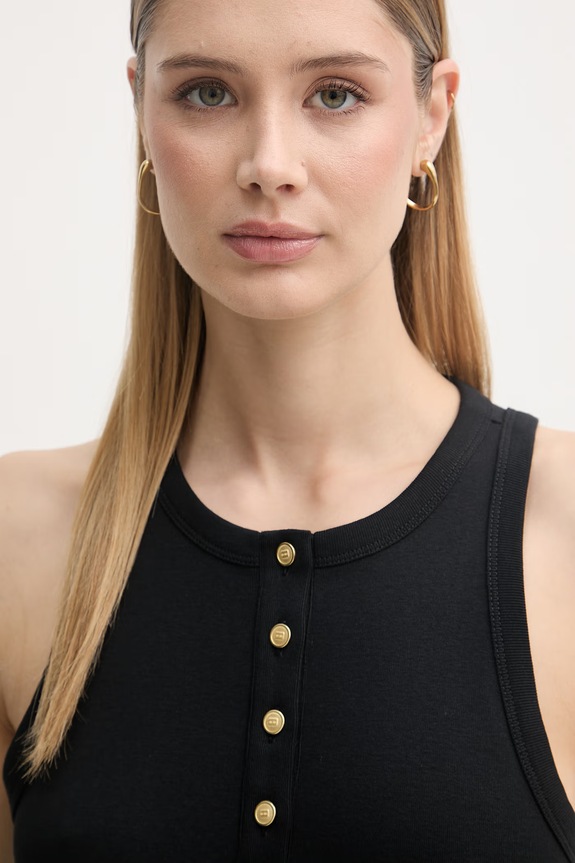 Tommy Hilfiger sukienka rozkloszowana bawełniana czarny WW0WW49628