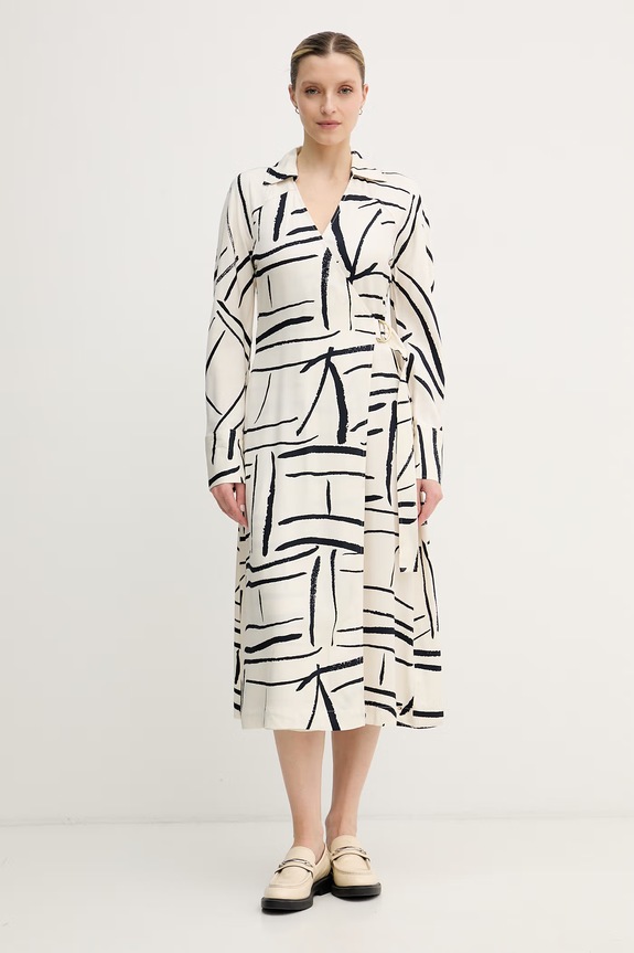 Tommy Hilfiger φόρεμα κρουαζέ από βισκόζη μπεζ WW0WW48934