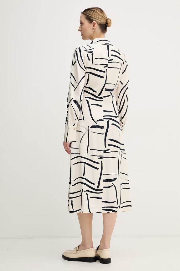 Ρούχα Tommy Hilfiger φόρεμα κρουαζέ από βισκόζη WW0WW48934 μπεζ