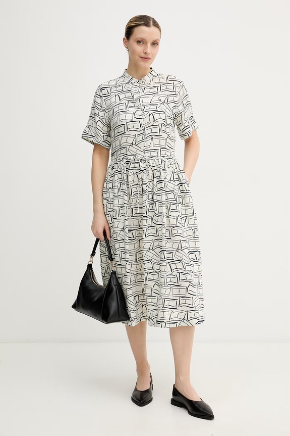 Tommy Hilfiger καλοκαιρινό λινό WW0WW49633 μπεζ SS26