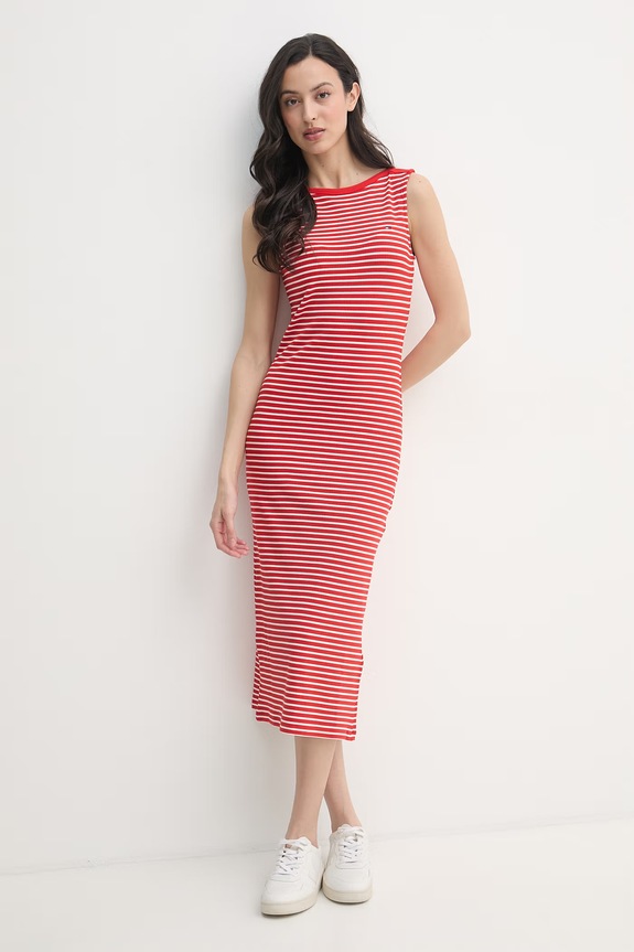 Tommy Hilfiger sukienka z wiskozy WW0WW49311 czerwony SS26