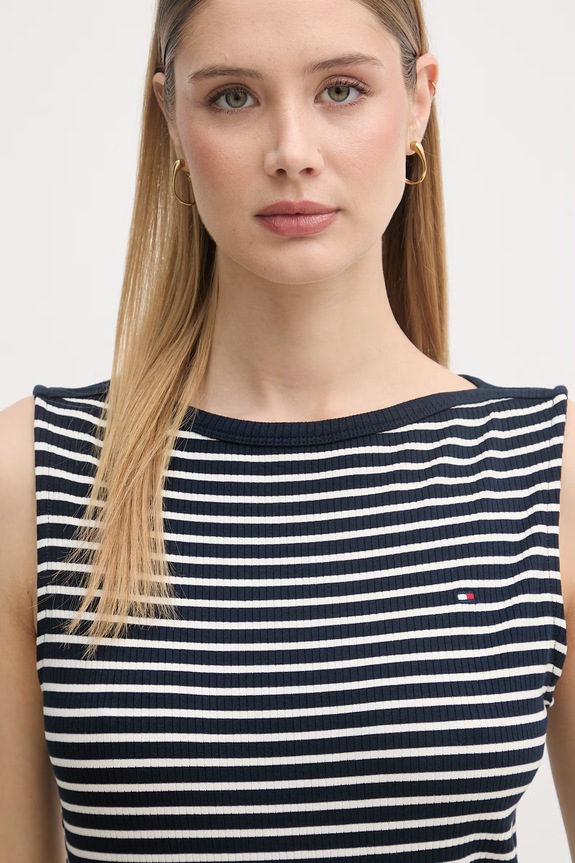 Tommy Hilfiger Φόρεμα με βισκόζη σκούρο μπλε WW0WW49311