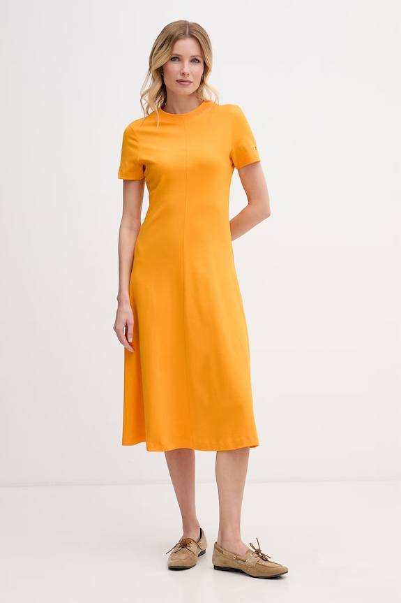 Tommy Hilfiger šaty bavlněné oranžová WW0WW50825