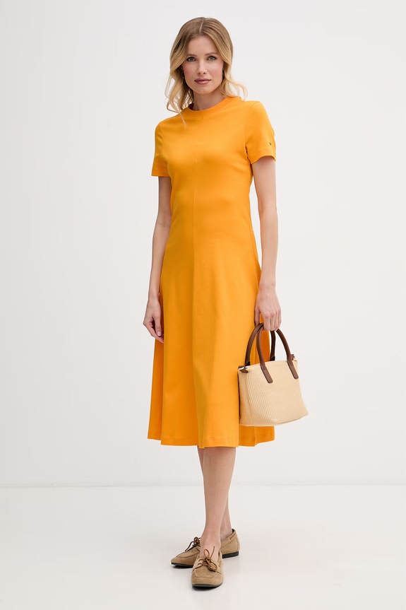 Tommy Hilfiger šaty bavlněné WW0WW50825 oranžová SS26