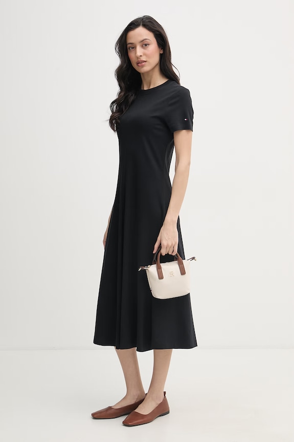 Tommy Hilfiger sukienka bawełniana WW0WW50825 czarny SS26