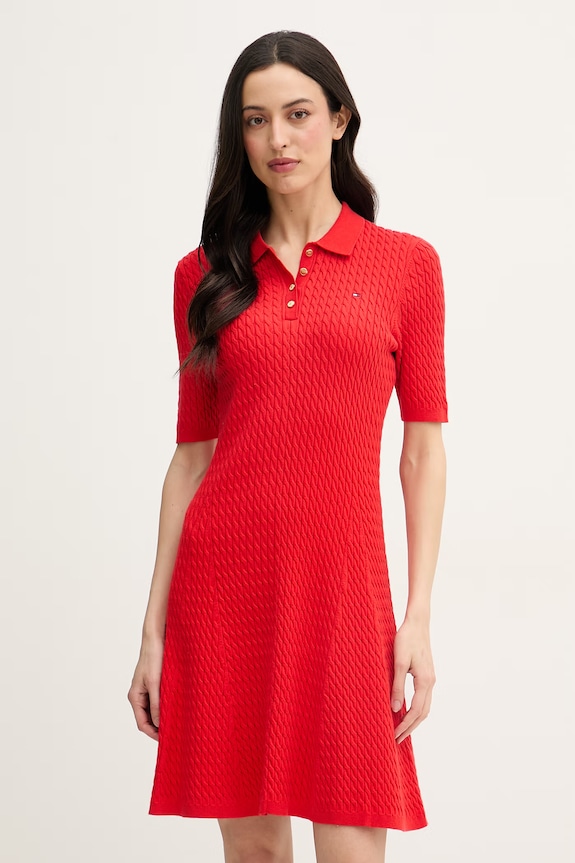 Tommy Hilfiger rochie tricotată rosu WW0WW48684