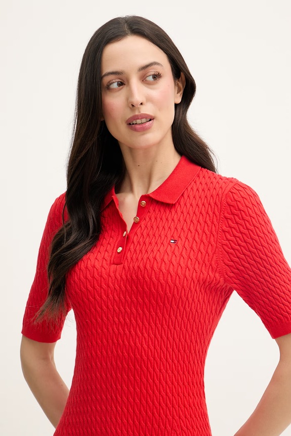 Tommy Hilfiger rochie tricotată rosu WW0WW48684