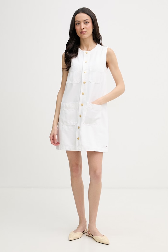 Tommy Hilfiger letné šaty bavlnené biela WW0WW48584