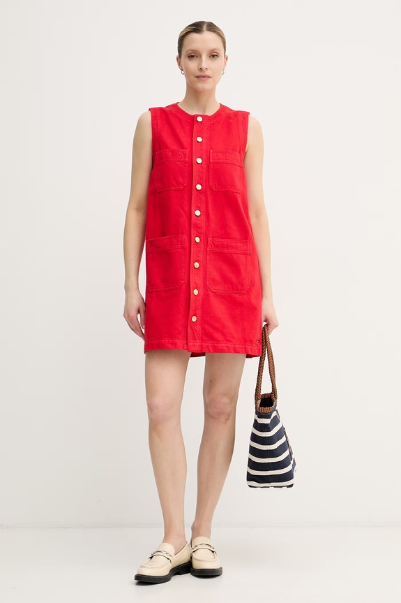 Tommy Hilfiger letné šaty bavlnené WW0WW48584 červená SS26