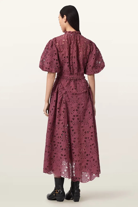 AllSaints rochie evazată ODETTE W001DE roz SS26