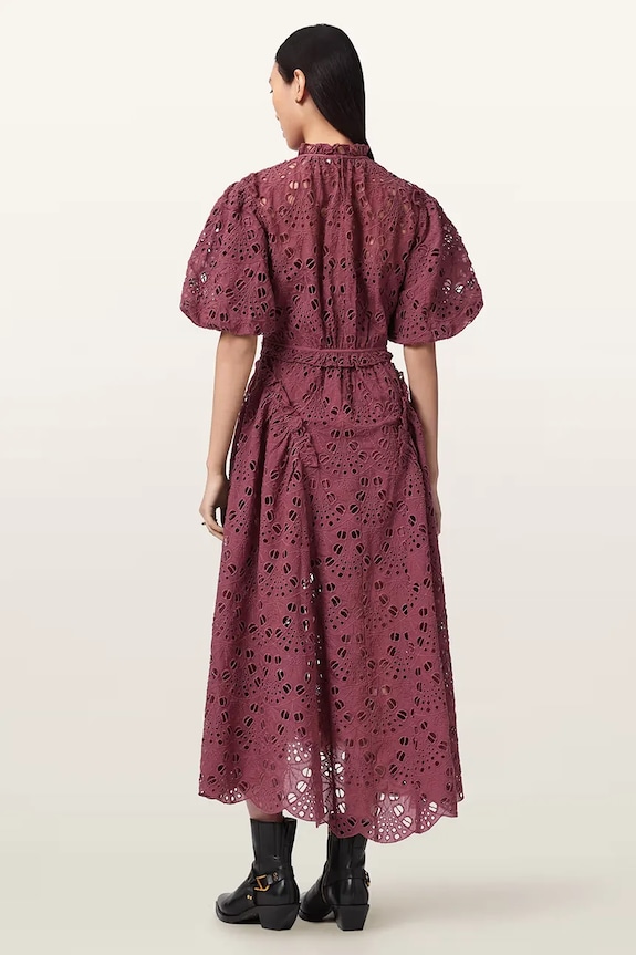 AllSaints rochie evazată ODETTE W001DE roz SS26