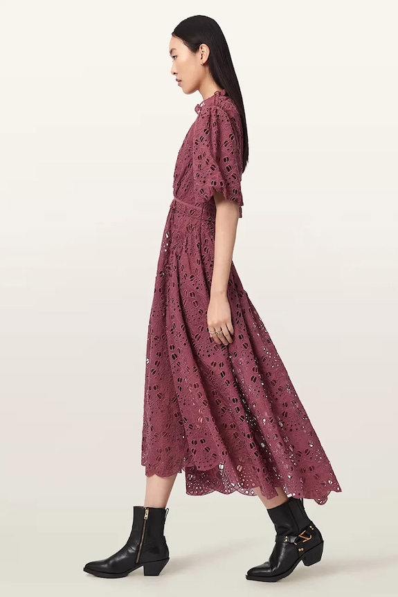 AllSaints rochie evazată ODETTE W001DE roz
