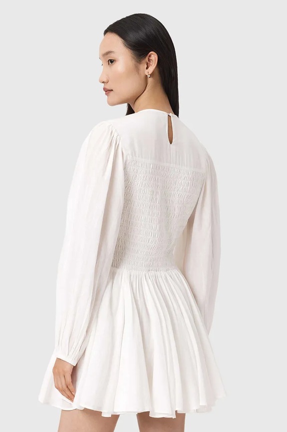 AllSaints sukienka rozkloszowana bawełniana CHIA W014DE biały SS26