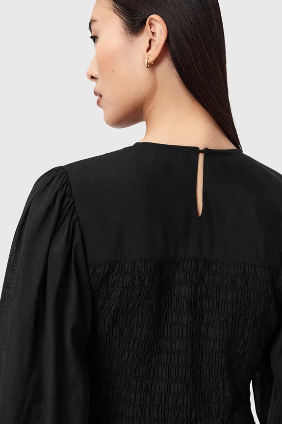 AllSaints sukienka rozkloszowana bawełniana CHIA W014DE czarny