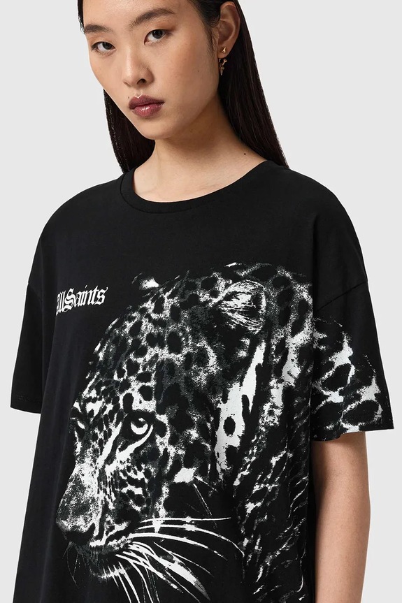 Βαμβακερό φόρεμα AllSaints ZAYA μαύρο W053DE