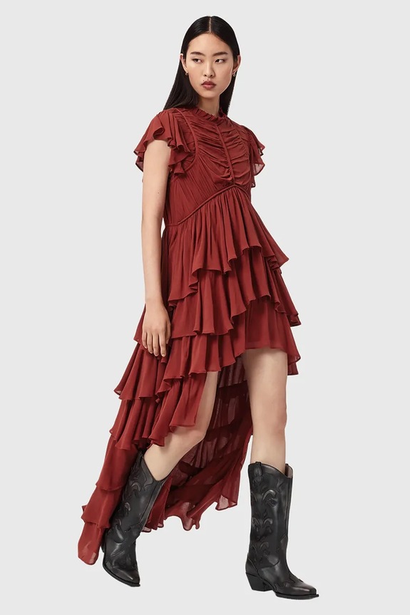 Φόρεμα AllSaints SHAELA W059DE κόκκινο