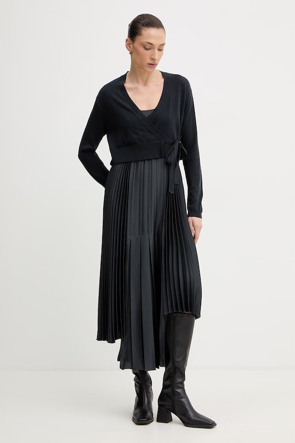 AllSaints rochie și cardigan LUCILLE midi bleumarin W215DE
