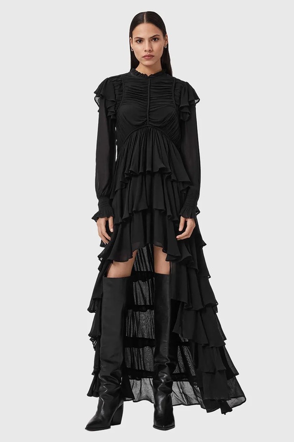 Φόρεμα AllSaints LEILA μακρύ μαύρο W111DE