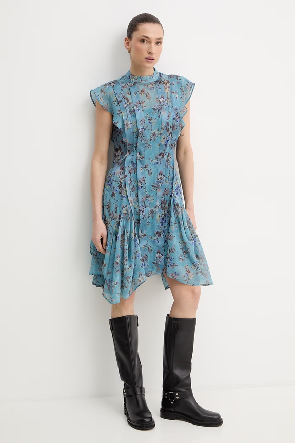 Šaty AllSaints FLEUR W115DE modrá SS26