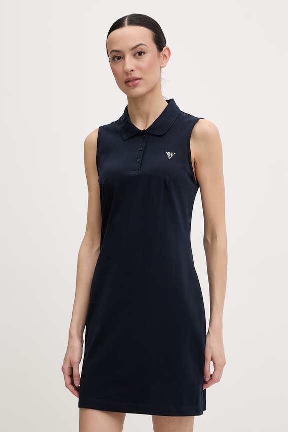 Guess sukienka bawełniana z elastanem SILVY granatowy V6GK09.K3152