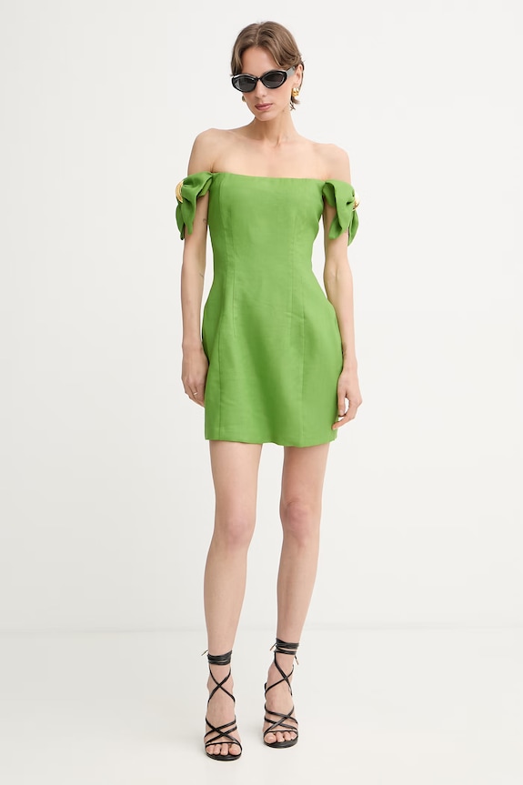 Elisabetta Franchi off shoulder με λινό AB96862E2 πράσινο SS26