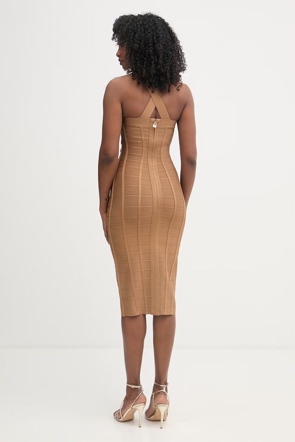 Îmbrăcăminte Elisabetta Franchi rochie cu vâscoză AM24D62E2 bej
