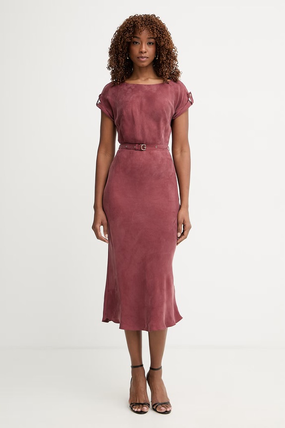 Guess sukienka z wiskozą DALIA bordowy W6GK50.W1950