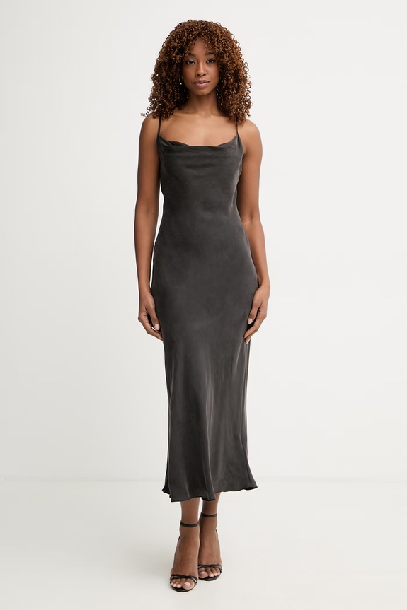 Guess φόρεμα lingerie με βισκόζη AKILINA μαύρο W6GK94.W2266