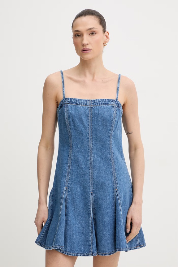 Levi's rochie de vară denim DENIM GODET albastru 005NY