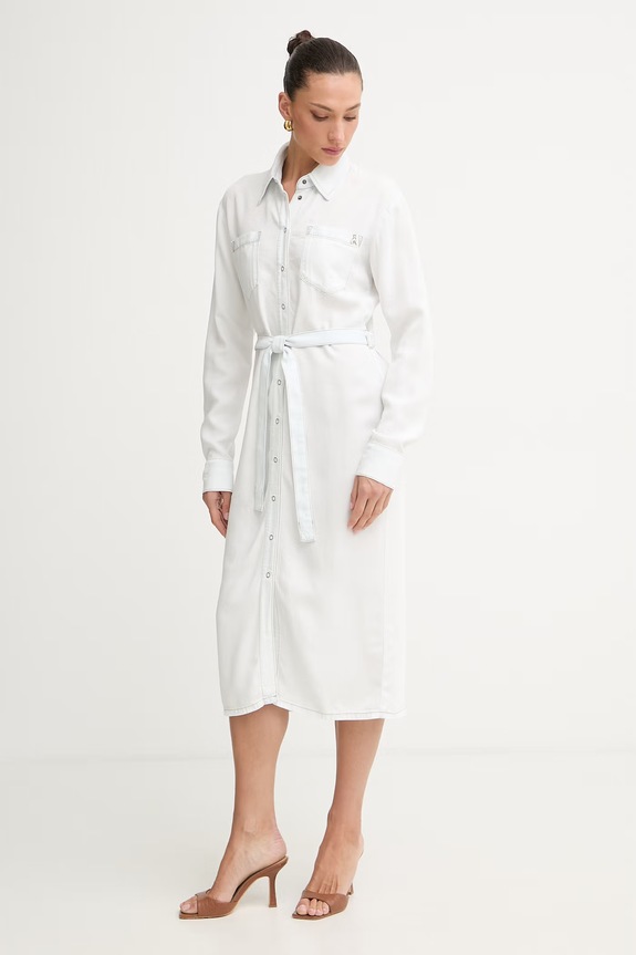 Patrizia Pepe rochie din lyocell 2A3014.D9A0 alb SS26