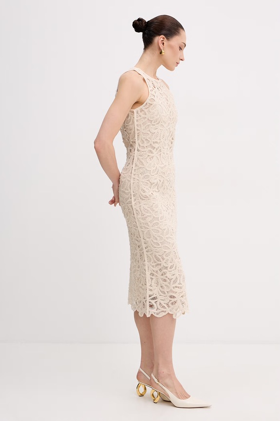 Patrizia Pepe φόρεμα βαμβάκι 2A3074.A774 μπεζ SS26