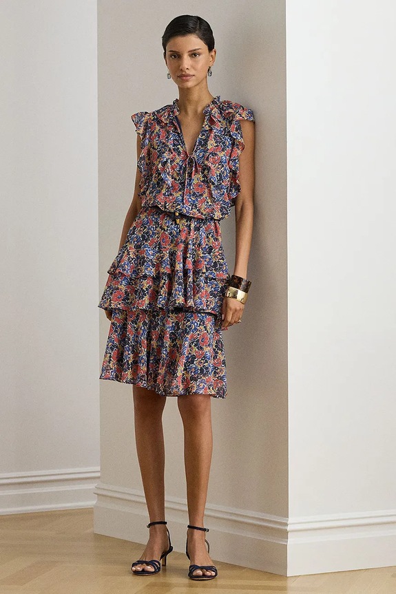 Lauren Ralph Lauren rochie de vară din bumbac multicolor 200P08673