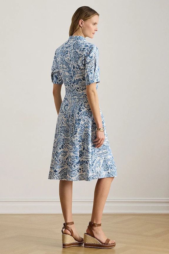 Lauren Ralph Lauren rochie din in 200P08916 albastru SS26