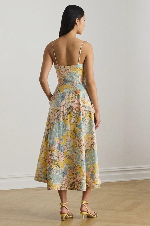 Lauren Ralph Lauren rochie empire din in 200P08951 bej SS26