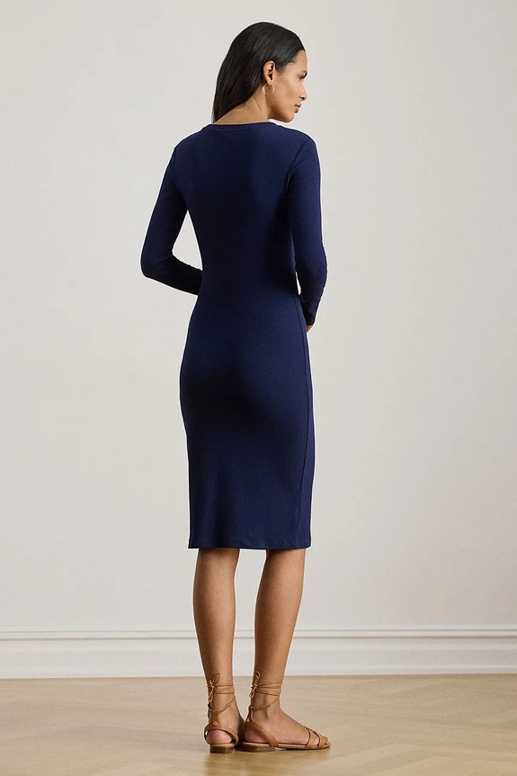 Lauren Ralph Lauren rochie cu bumbac 200P09089 bleumarin SS26