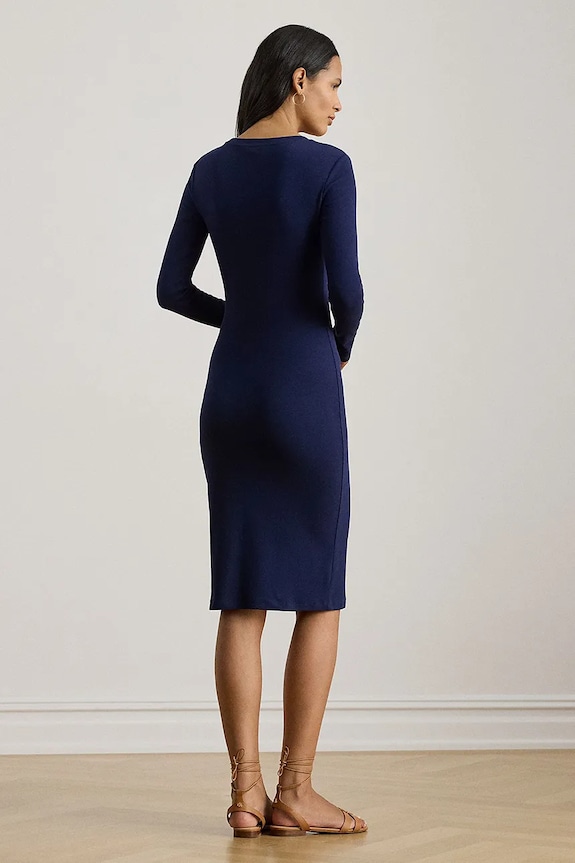 Lauren Ralph Lauren rochie cu bumbac 200P09089 bleumarin SS26