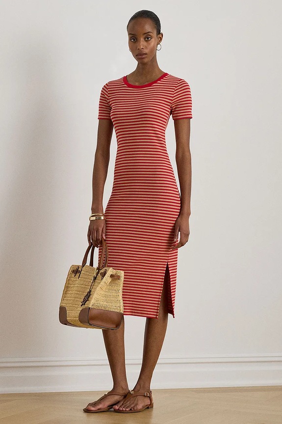 Šaty Lauren Ralph Lauren pásiky červená 200B21697
